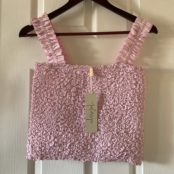 Petersyn X Revolve Tami fuschia smocked cropped tank top - Picture 2 of 7